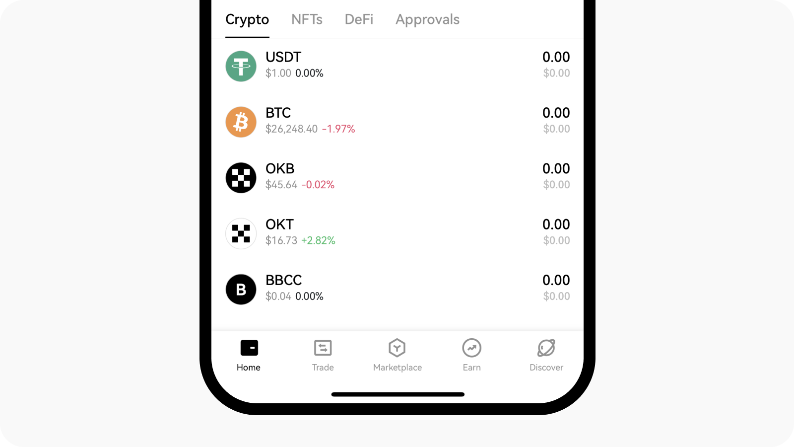 App NFT select BTC crypto