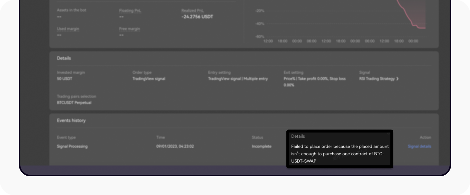 CT-web-trading signal bot-minimum order size