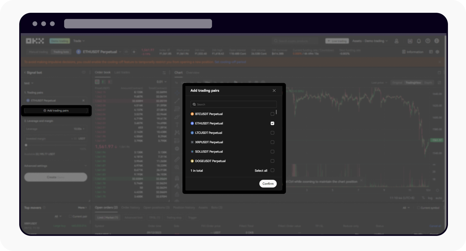 CT-web-trading signal bot-add trading pairs