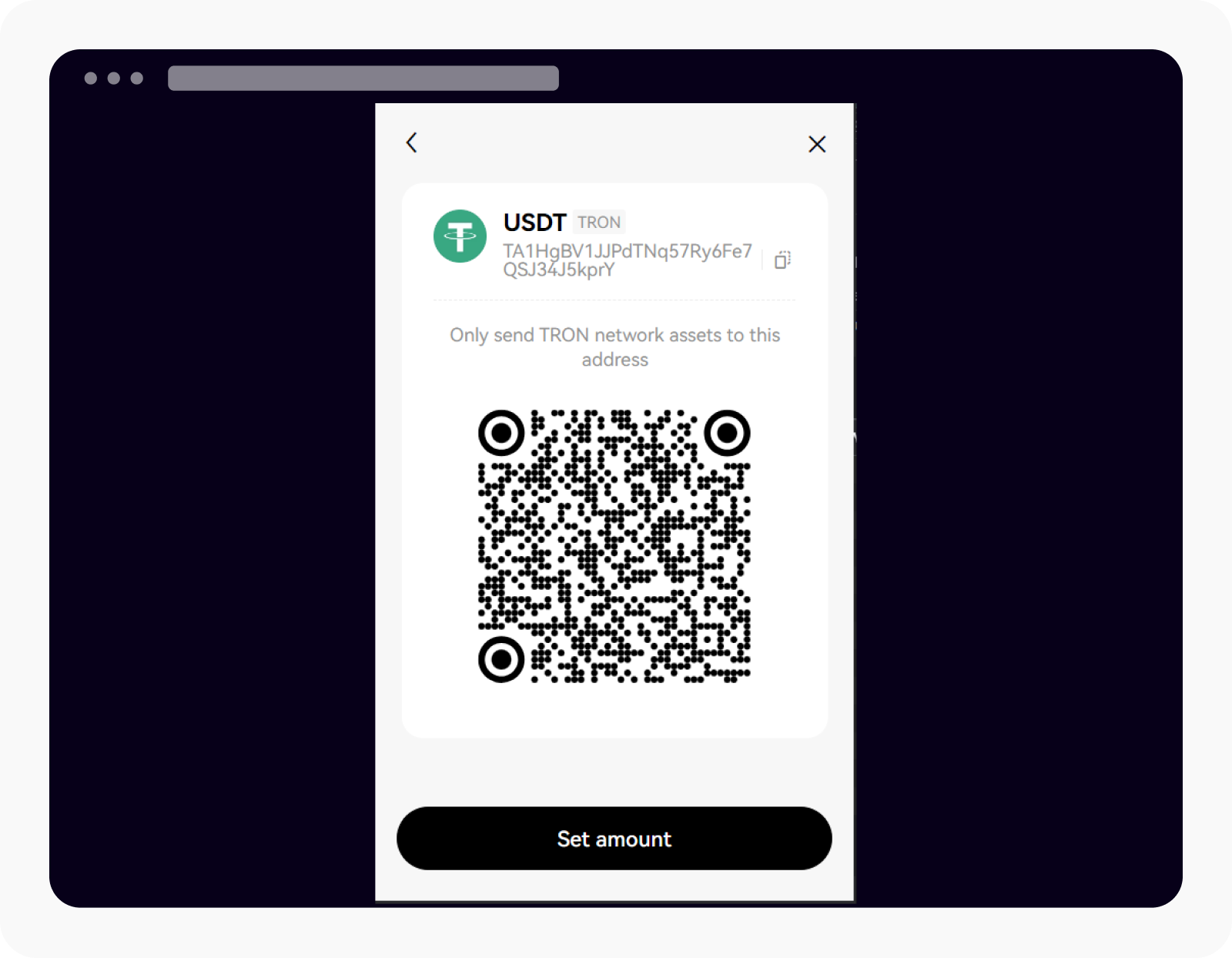 Extensión Billetera OKX: Código QR para recibir