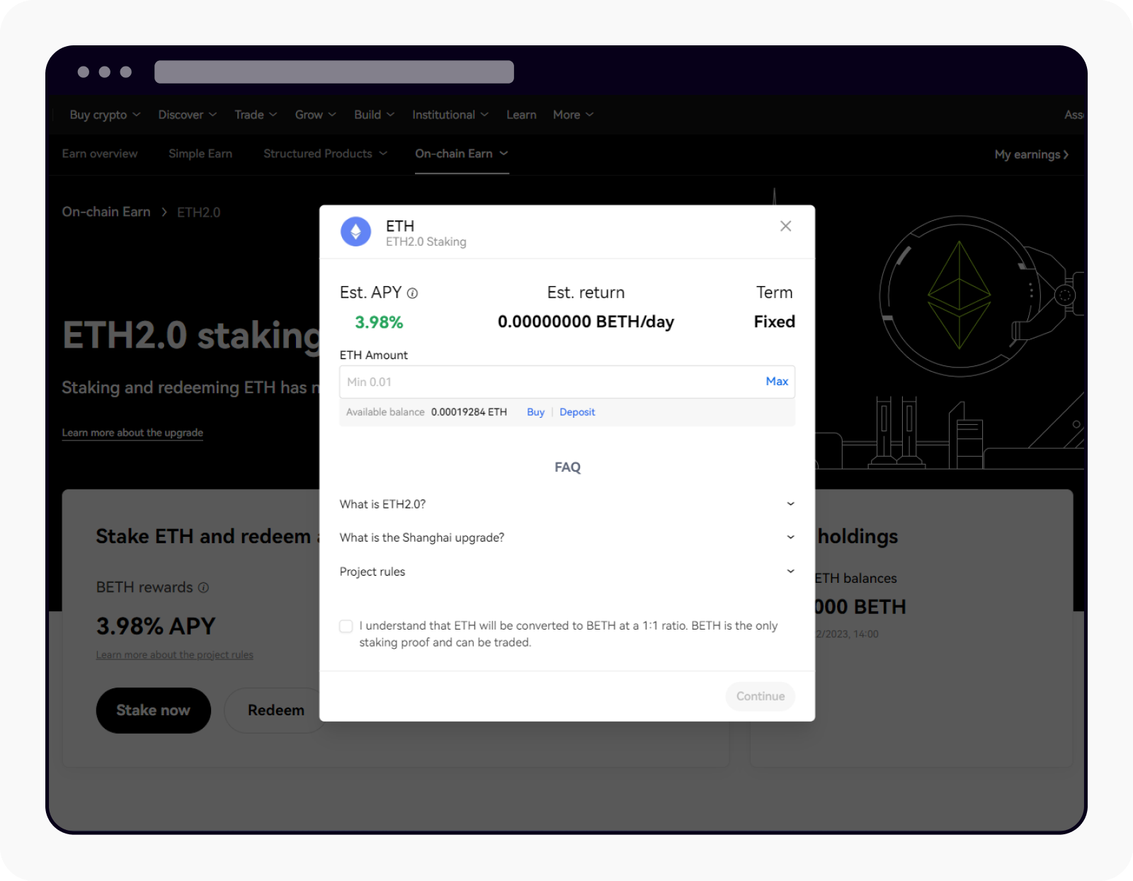 CT- web-onchain earn-đăng ký ETH2.0