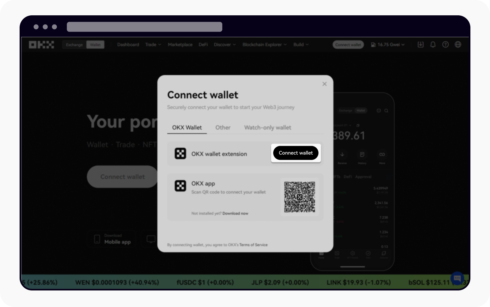 Opening Connect wallet page