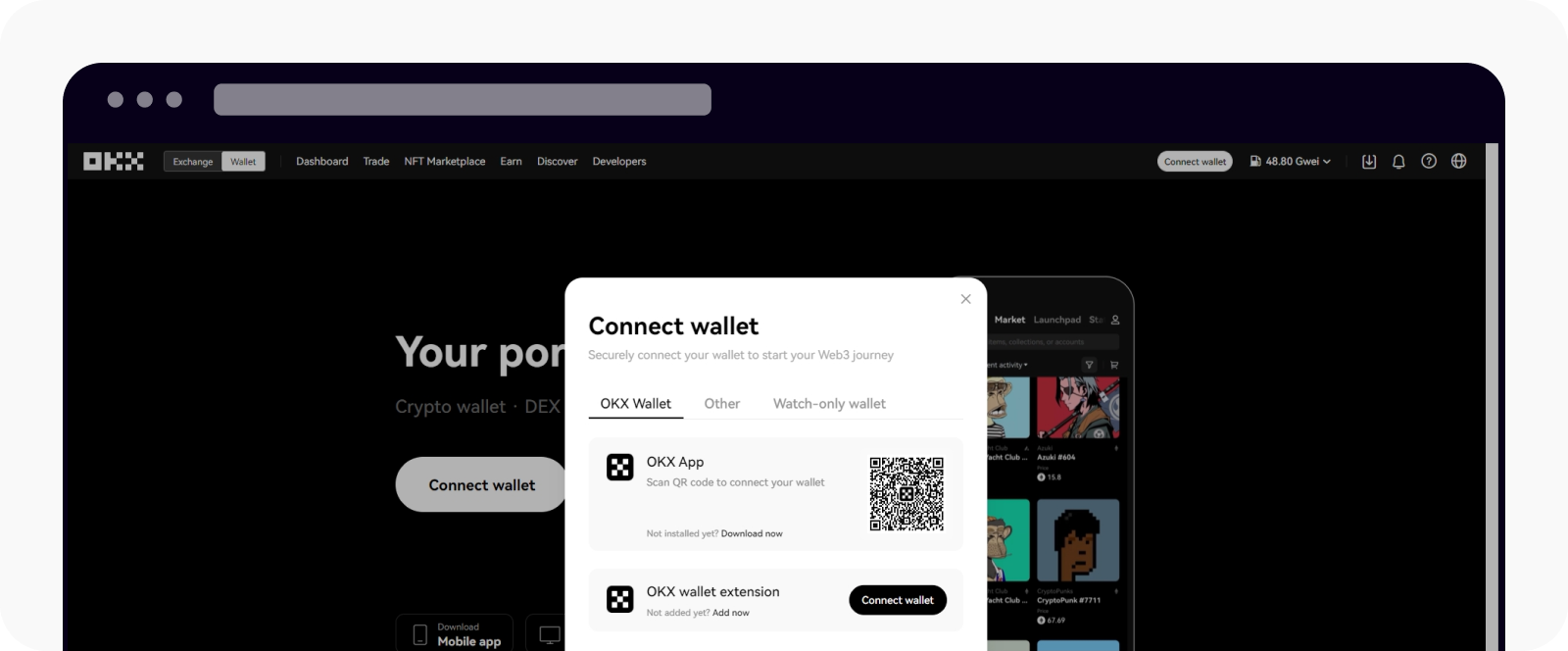 Pilih Wallet di Sudut Kiri Atas dan pilih Hubungkan Wallet untuk Memulai