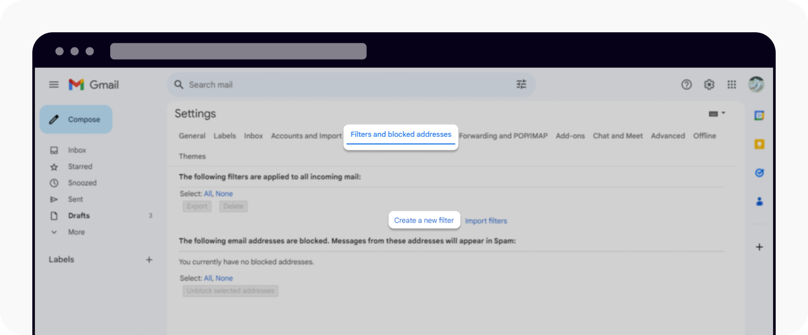 CT-web-mail address whitelist-gmail create whitelist filter