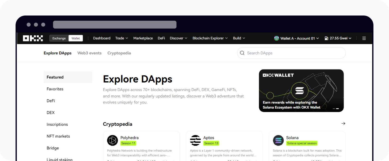 Opening OKX discover DApps page