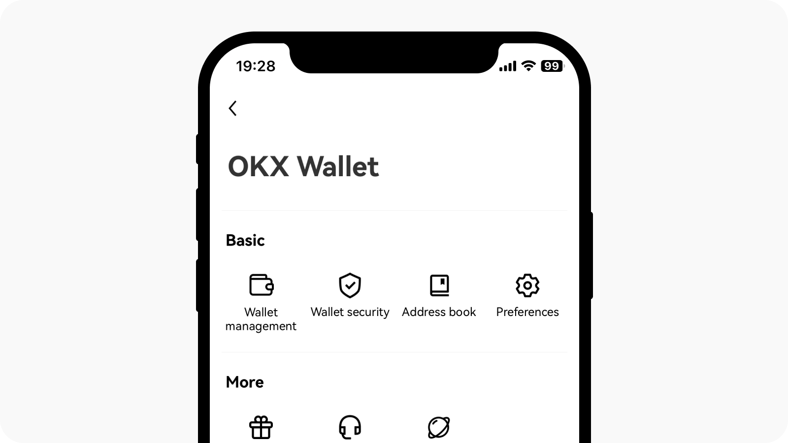 V levém horním rohu vyberte uživatelské centrum a pod OKX Peněženka vyhledejte Správa peněženek