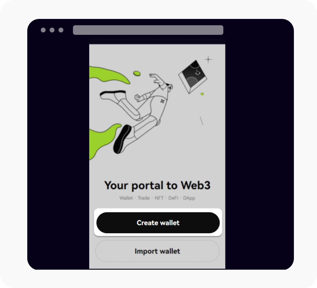 Start page for creating/importing an OKX Web3 wallet 
