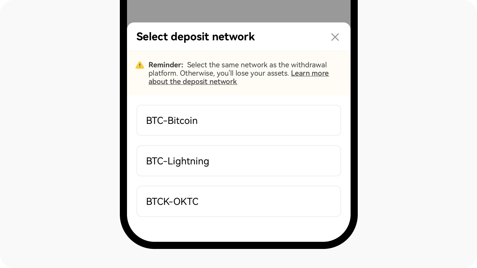 App deposit network BTC lightning