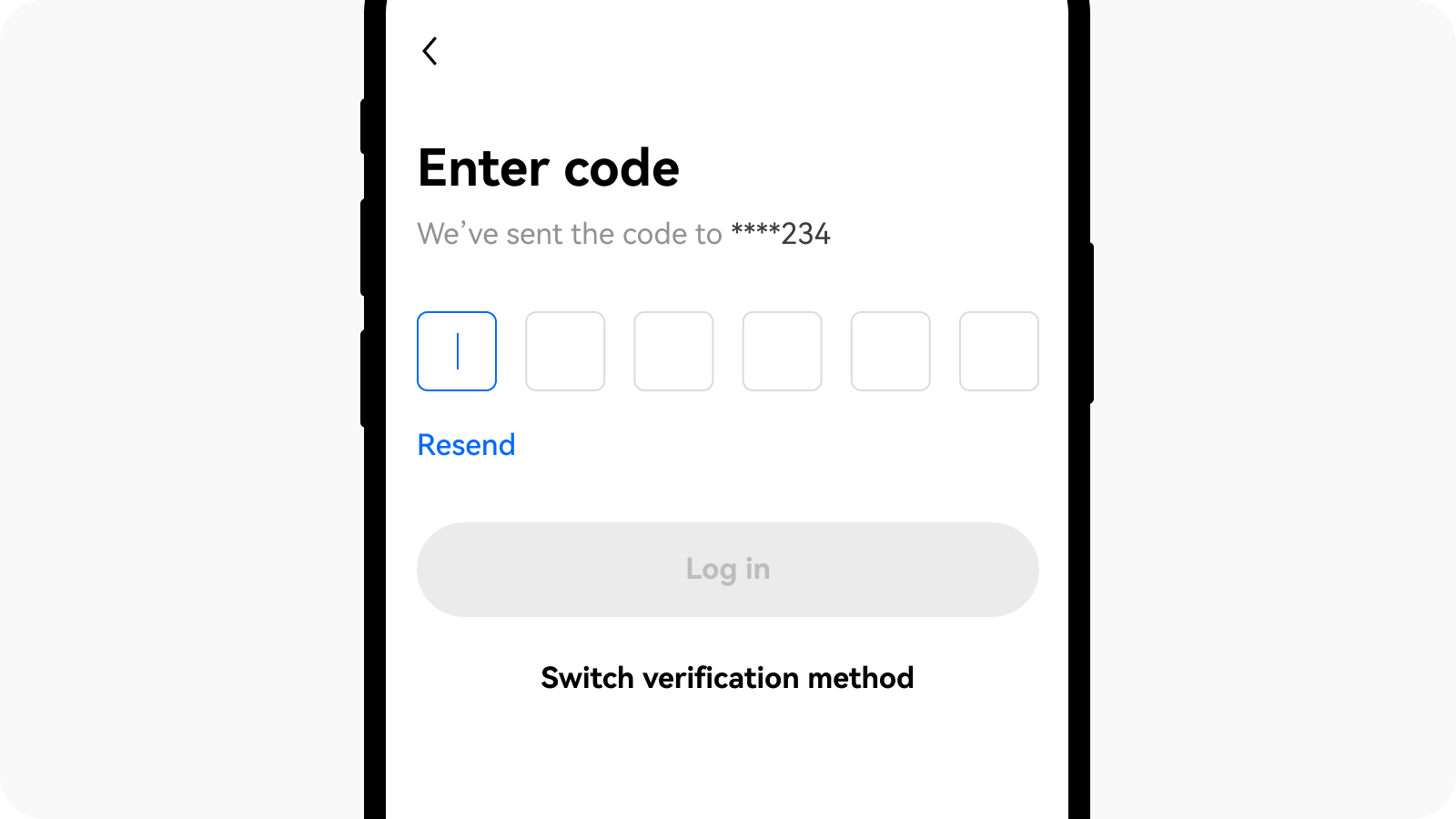 Enter Code via phone in App