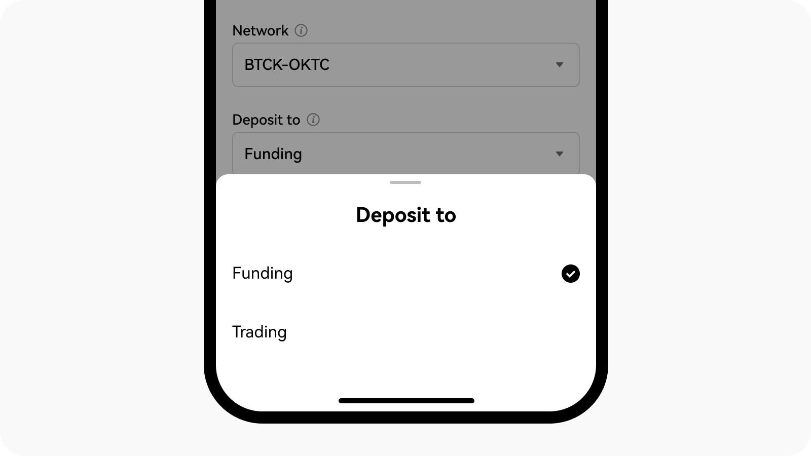 CT-app-deposit on chain-select deposit account