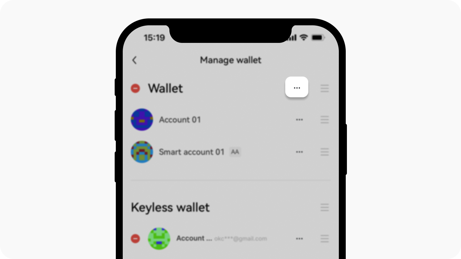 Select add account under wallet A