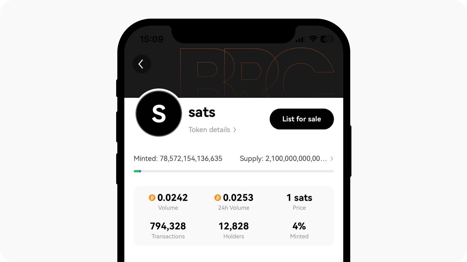 App NFT Ordinals list/sell BRC20 tokens