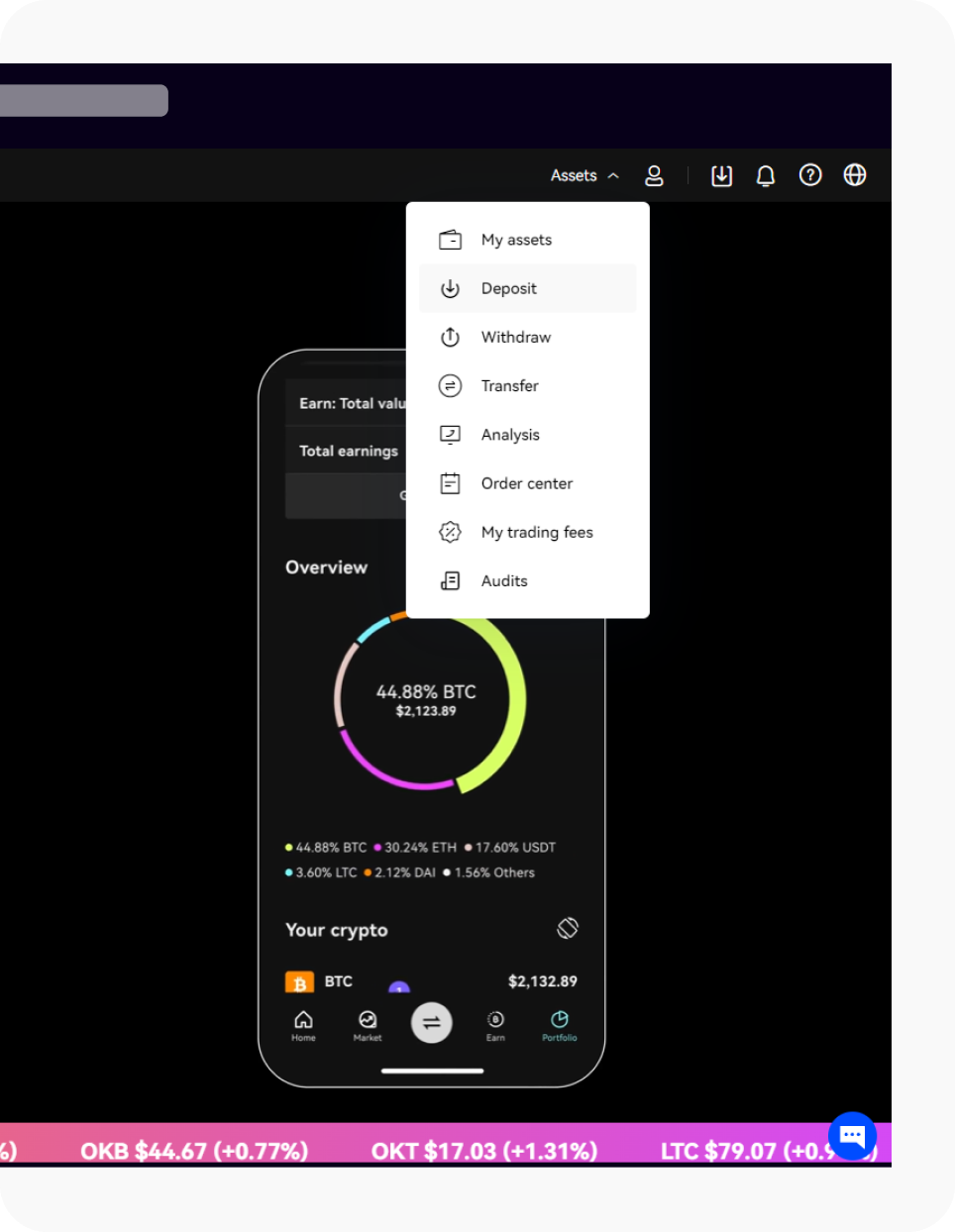 Web deposit selection