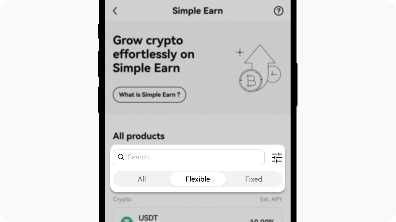 CT-app-búsqueda flexible simple earn