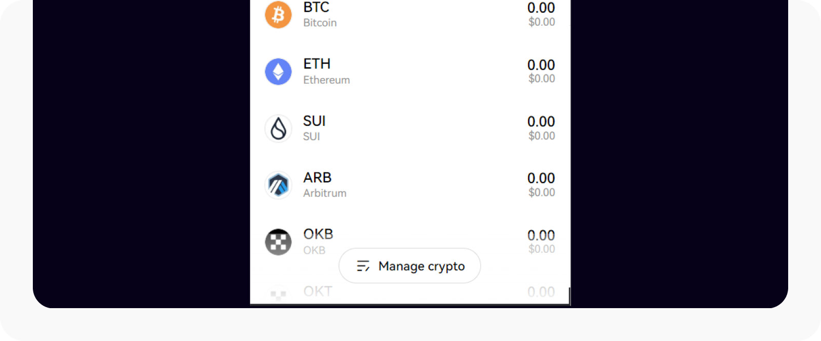 Wallet extension manage crypto