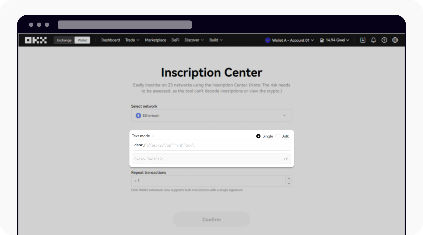 CT-web-web3-evm inscription details-select single or bulk text mode