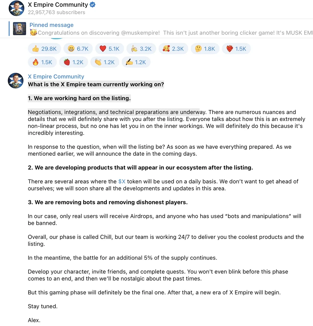 X Empire announcement
