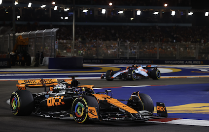 McLaren F1’s Lando Norris Takes Second on Podium at Singapore Grand Prix with MCL60 Race Cars in OKX Stealth Mode Livery