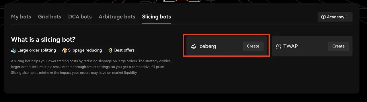 Access the Iceberg trading bot