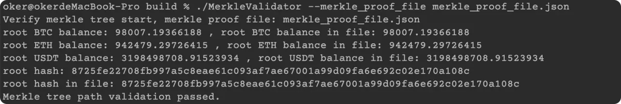 Merkle tree path validation passed