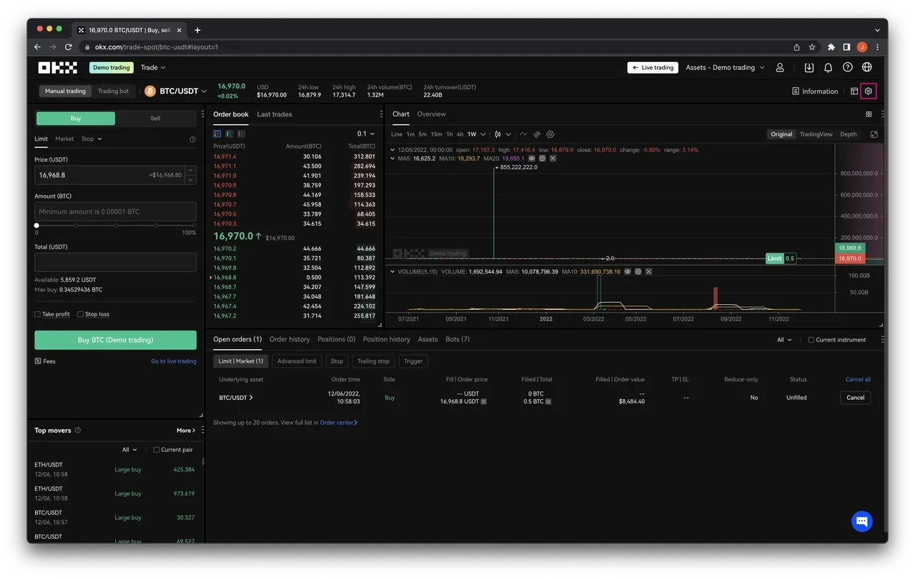 Access to perpetual demo trading