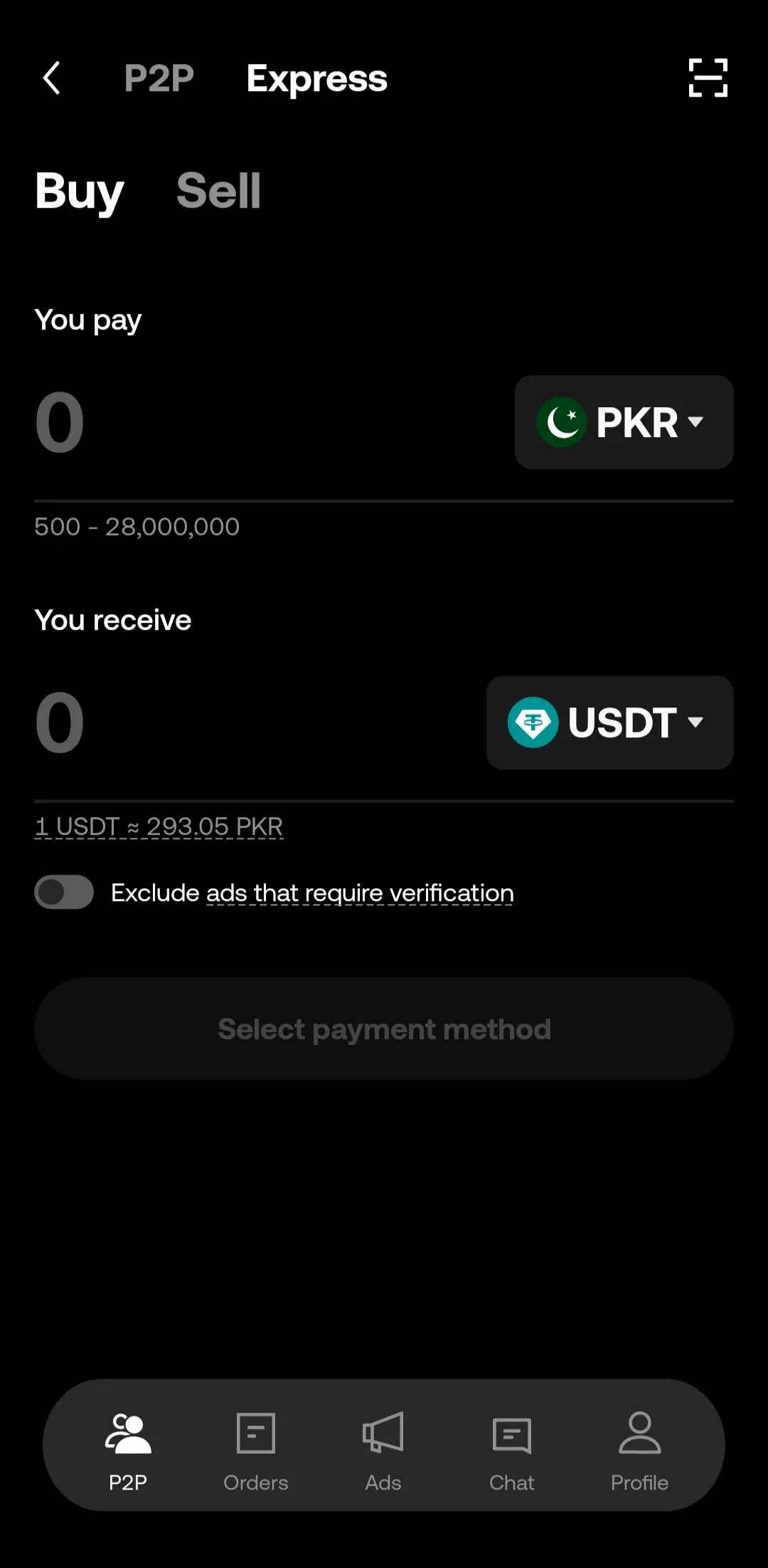[Screenshot 5: Buy Crypto page with Express highlighted]