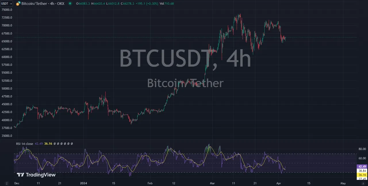 BTC USDT RSI chart April 24