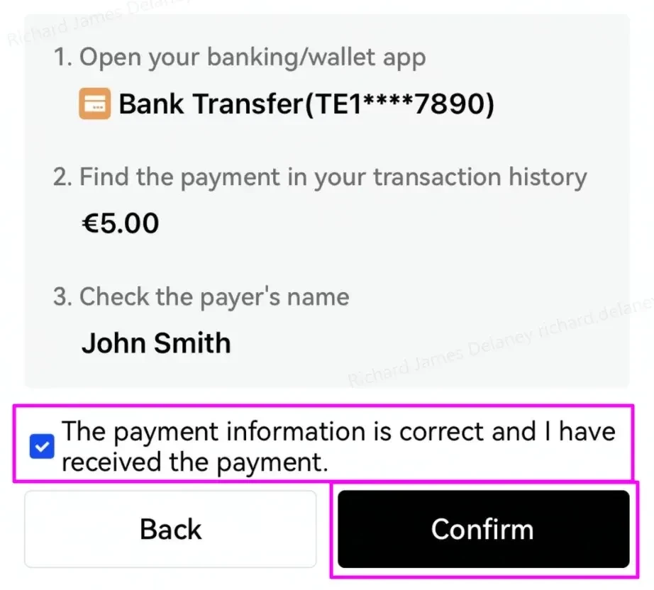 Confirm order