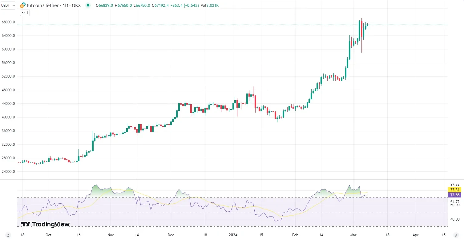 Bitcoin RSI 2023-2024