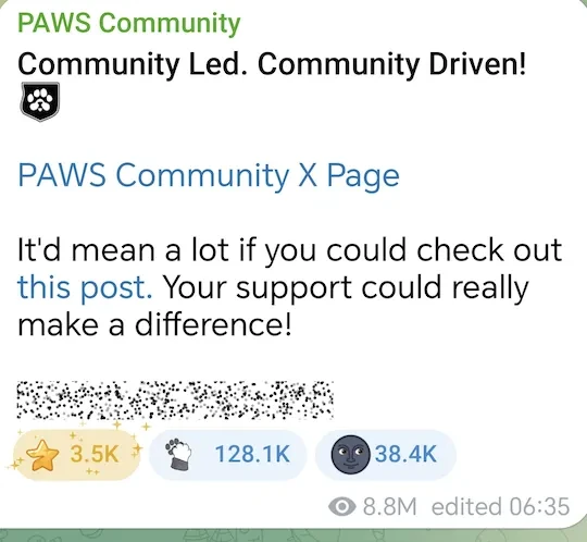 PAWS account restored