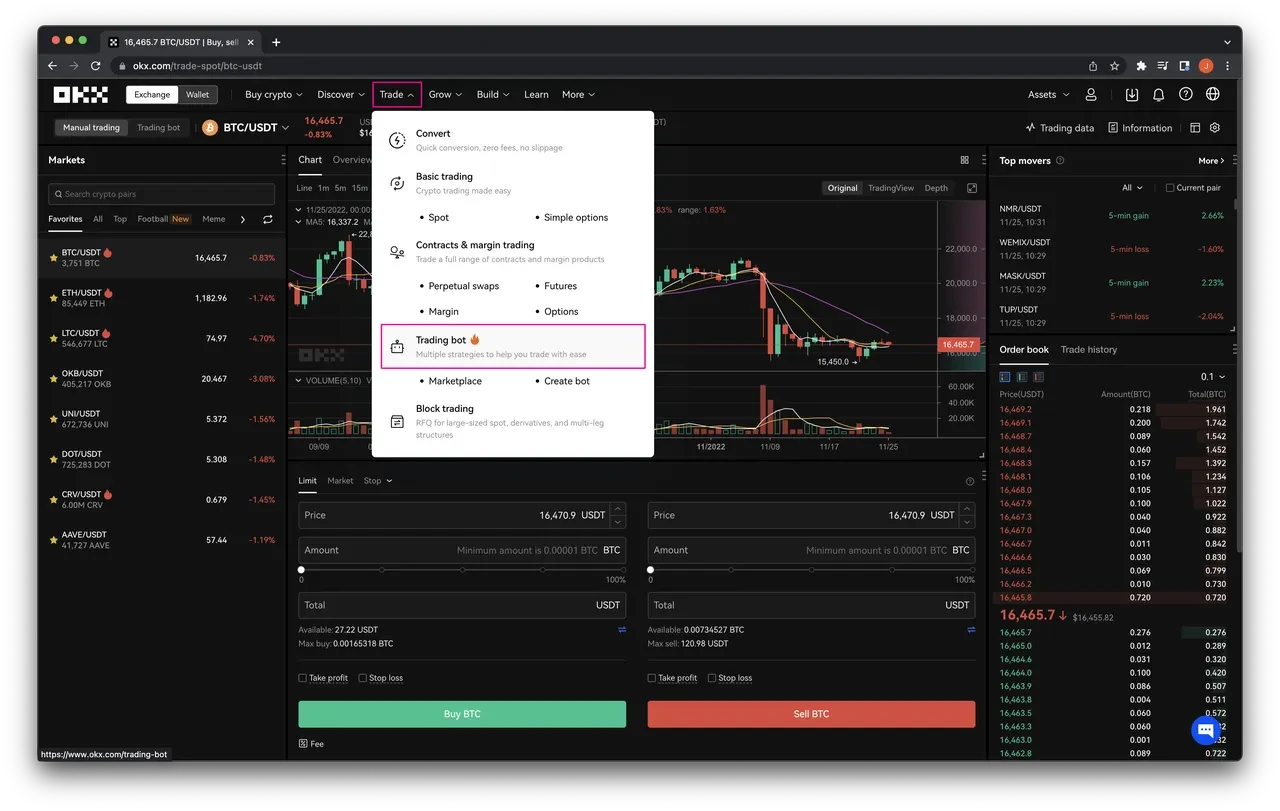 Click on Trading Bots