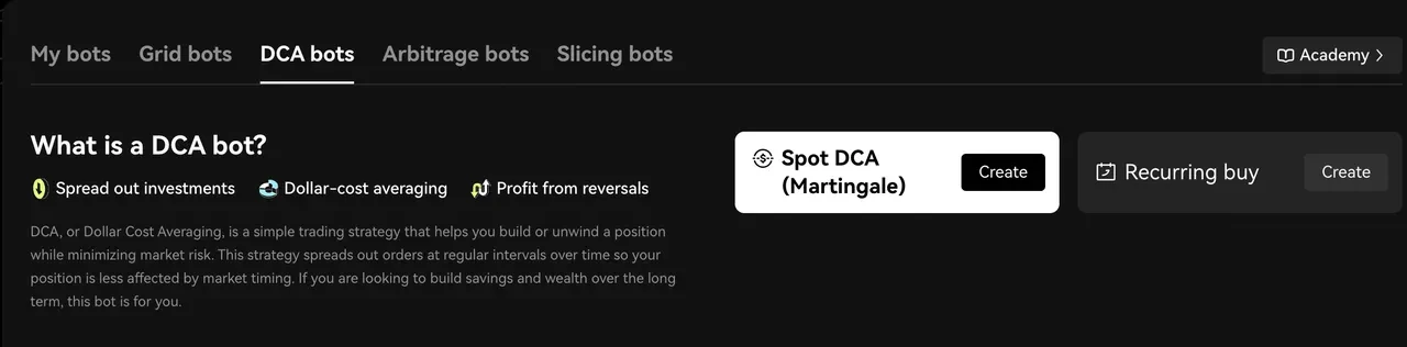 Spot DCA (Martingale) trading bot