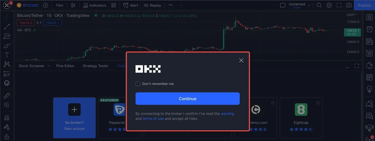 Hubungkan dari TradingView ke OKX