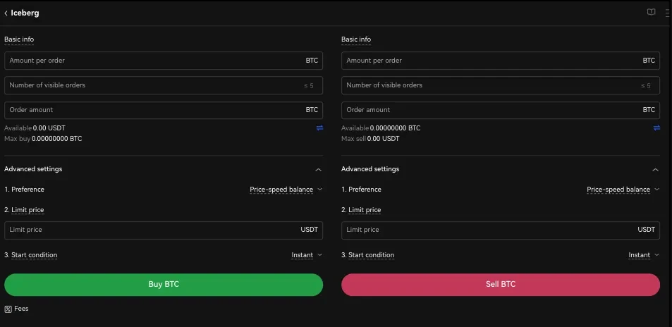 Iceberg basic info advanced settings 